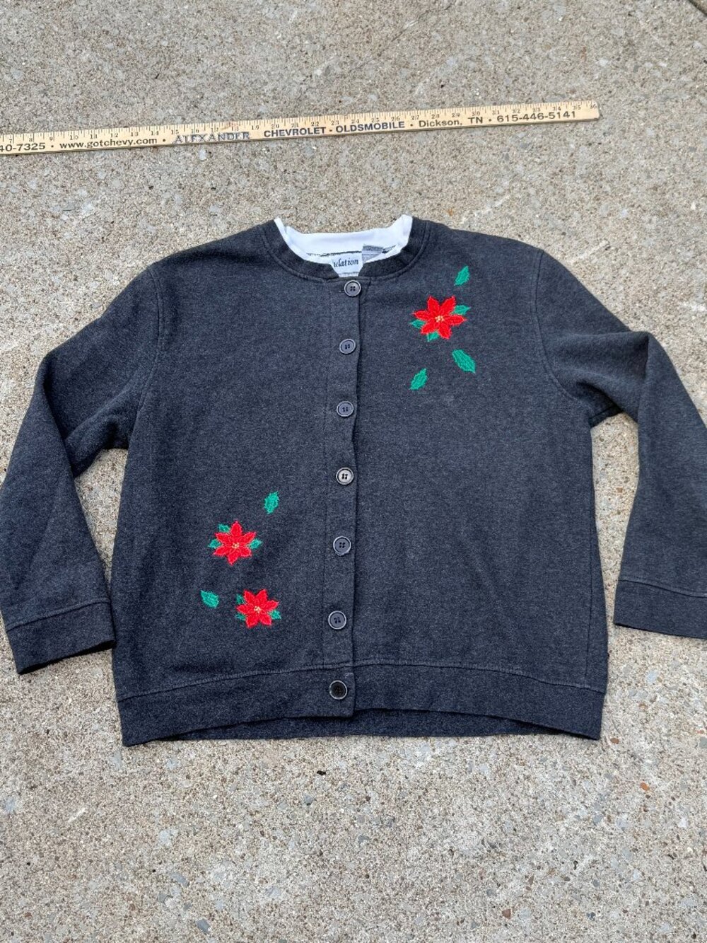 Speculation Womens XL Poinsettia Cardigan Christmas Grandmacore Holiday 90s 4189